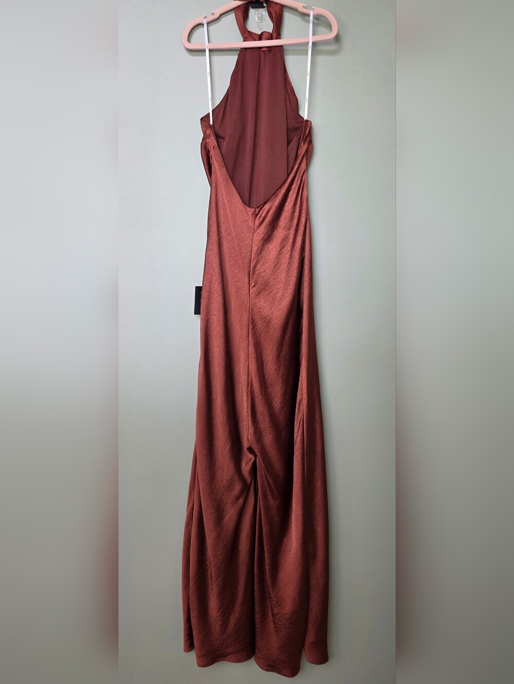 Lulus Love in Your Life Rust Brown Backless Satin Halter Maxi Dress- XL -NWT - Picture 4 of 12